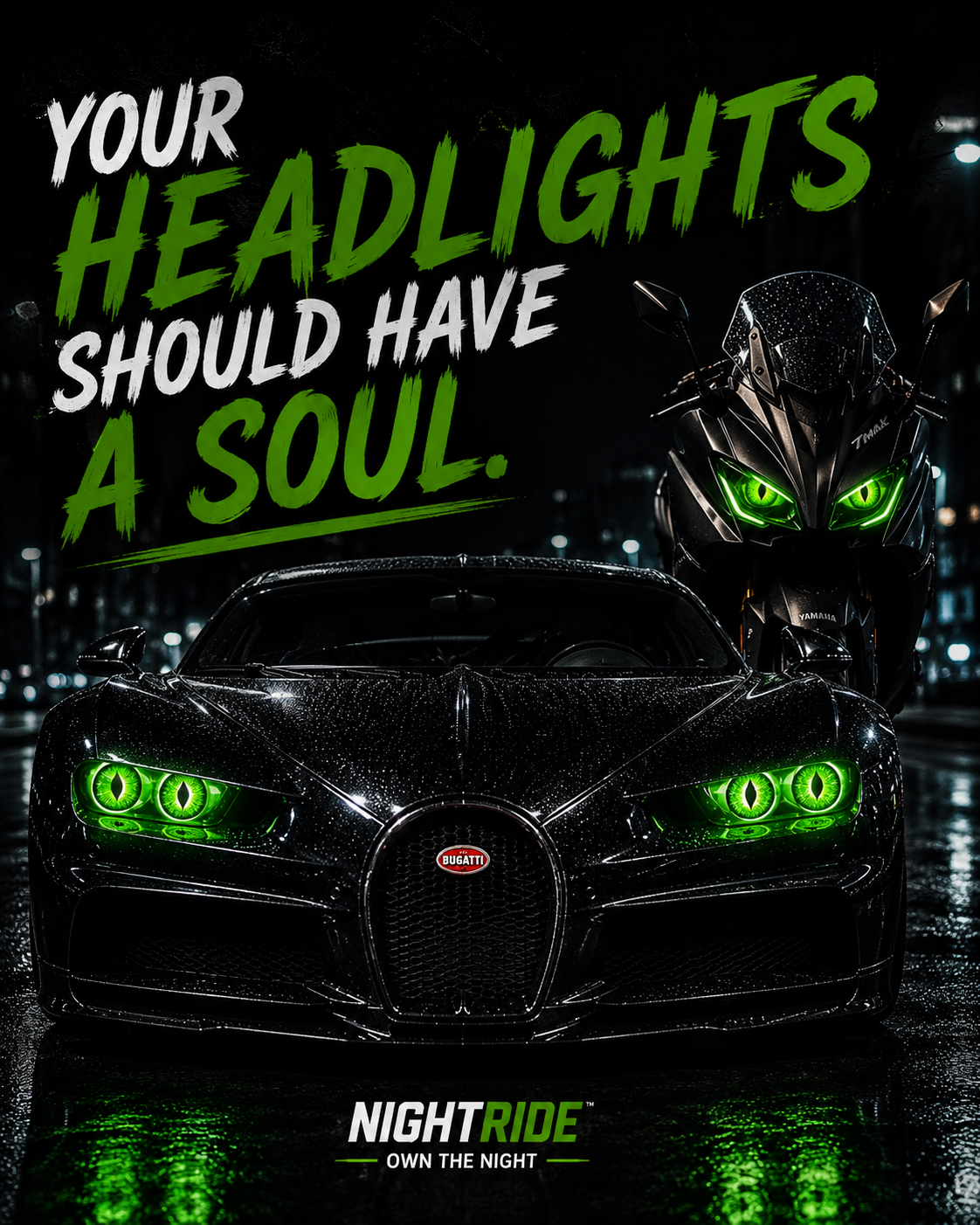 NIGHTRIDE™ Devil Eyes — LED Projector